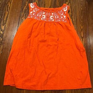 Talbots Orange Flower/Embroidered Tank (Size Womens S, Like New Condition)